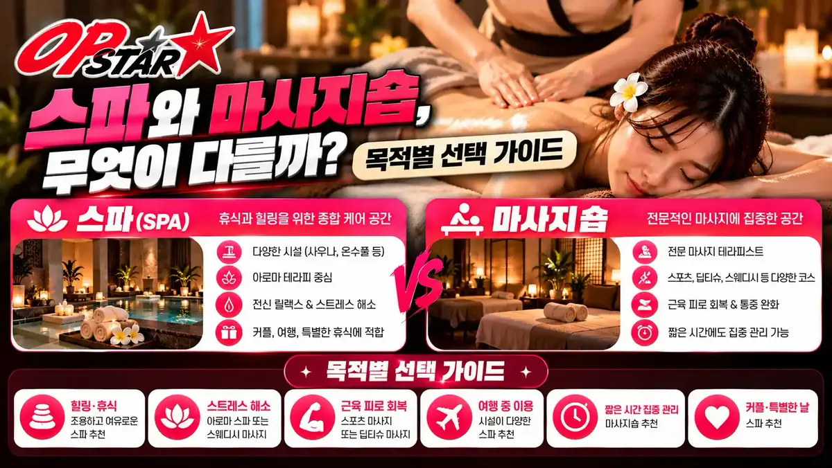 스파와 마사지숍, 무엇이 다를까? 목적별 선택 가이드