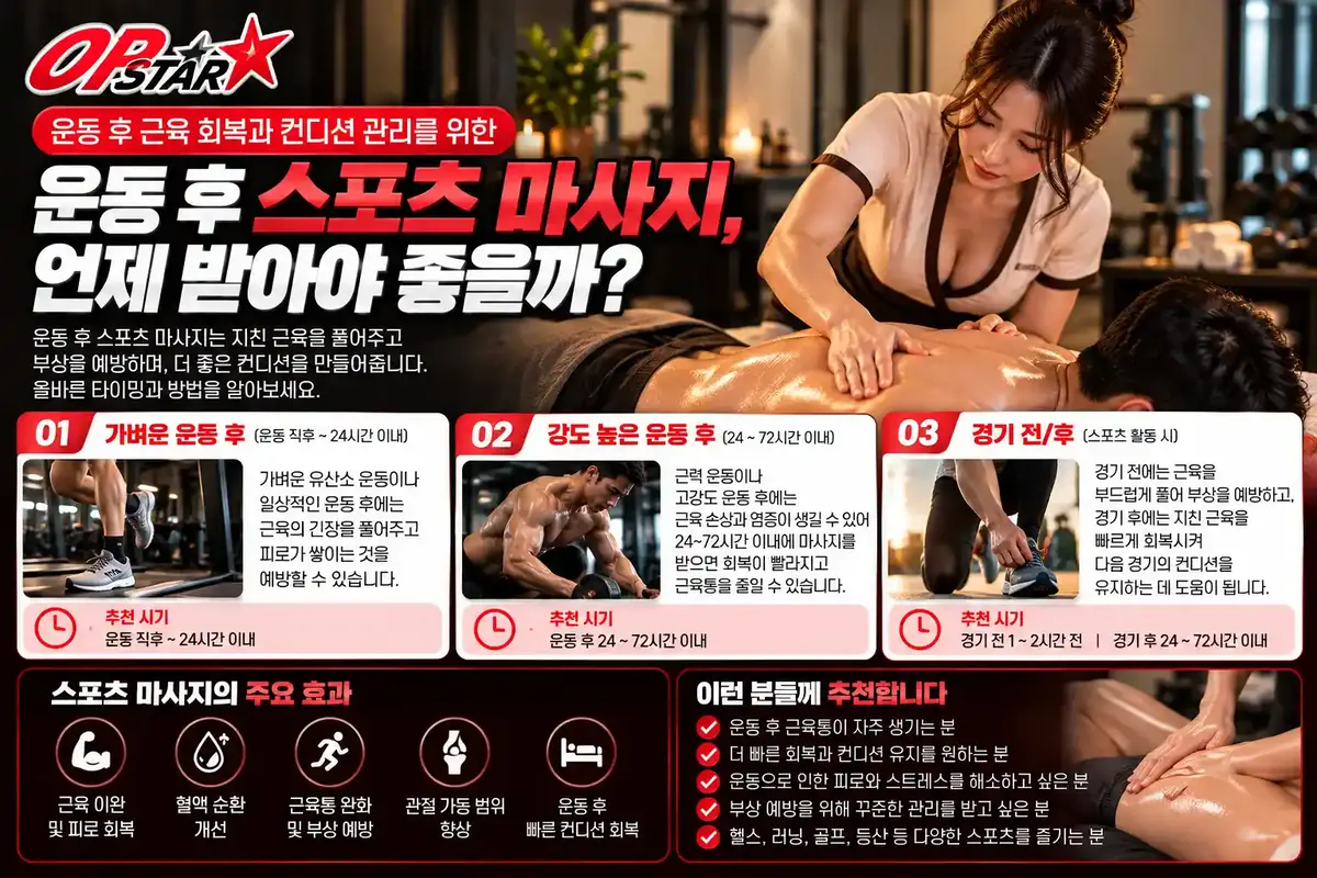 운동 후 스포츠 마사지, 언제 받아야 좋을까?