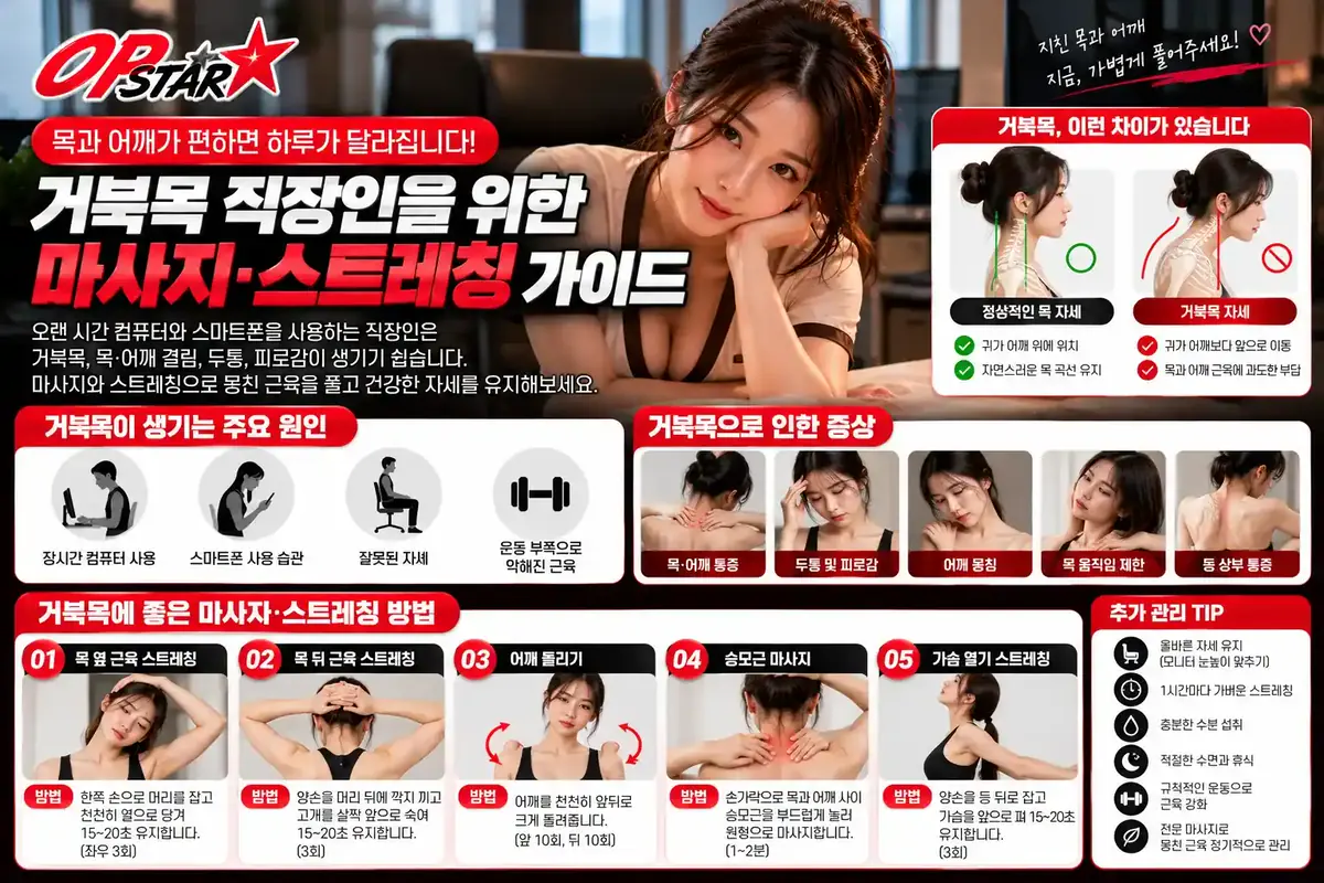 거북목 직장인을 위한 마사지·스트레칭 가이드